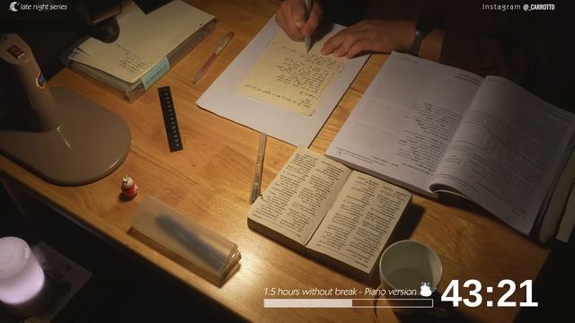 1.5 часа STUDY WITH ME NO BREAK ｜ Calm Piano, Relaxing Rain Sounds🌧️ ｜ Late Night