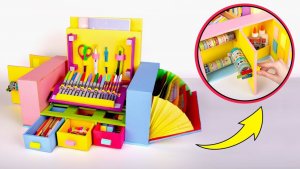 Как сделать большой картонный органайзер для своей канцелярии