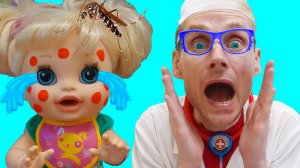 Лиза с папой и их забавная история с заболевшей куклой / Видео для детей