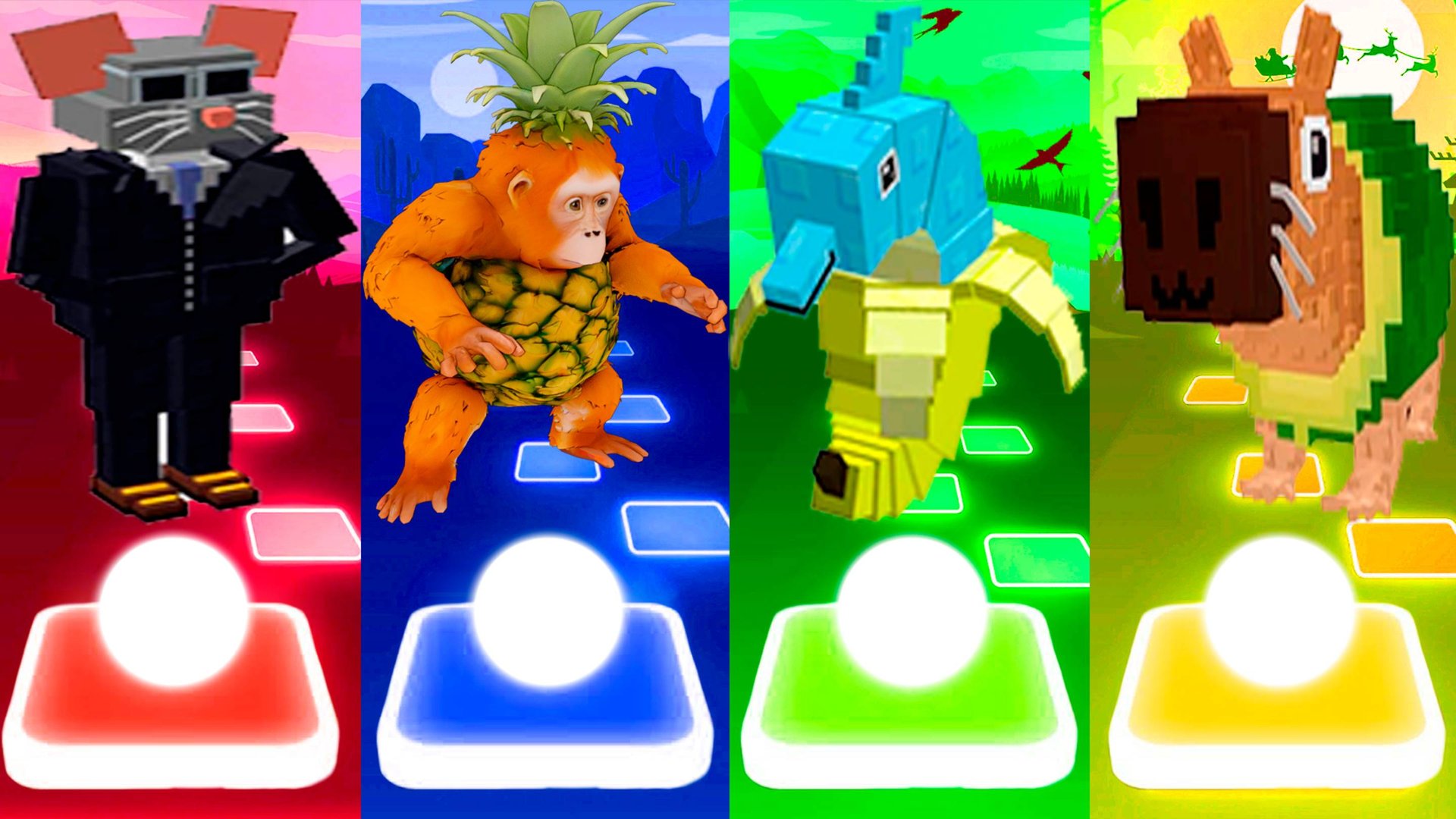 ТИМ ЧИЗ 🆚 ОРАНГУТИНИ АНАНАСИНИ 🆚 БАНАНИТА ДОЛФИНИТА 🆚 ПИПИ АВОКАДО | Tiles Hop №262 смотреть онлайн