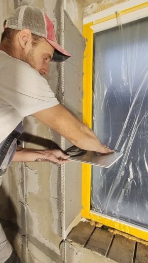 штукатурка откосов используя шаблон