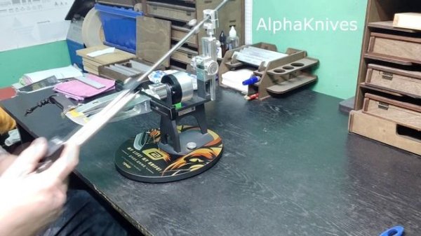 Заточка ножа из Х12МФ новыми брусками DST на связке COR.