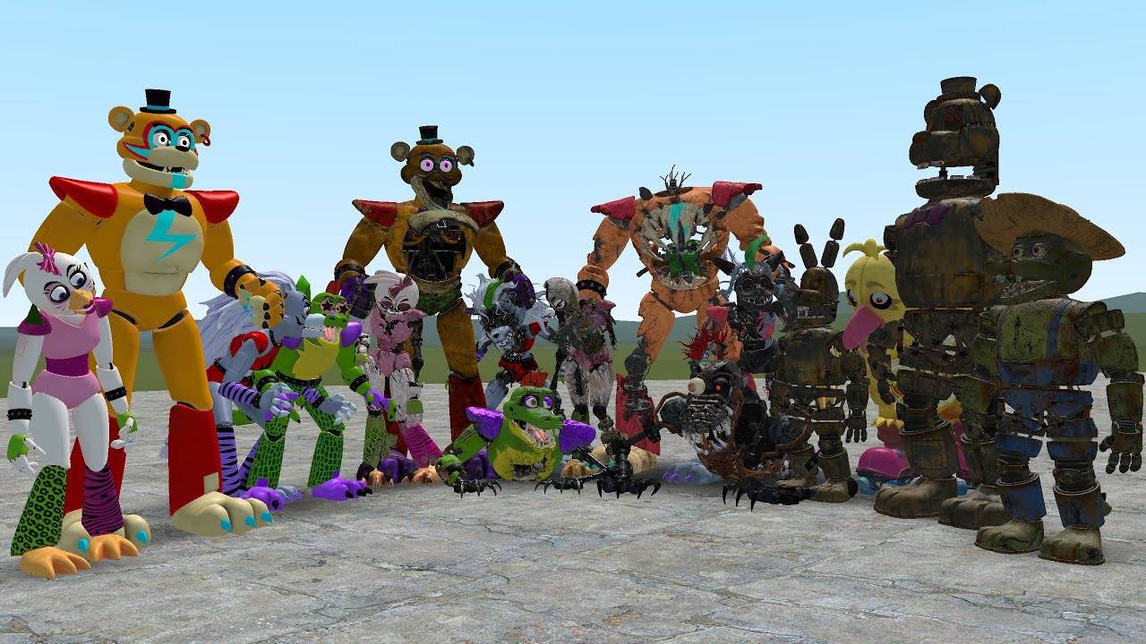 Аниматроники Glamrock против разрушенных  и мимических аниматроников в гаррис моде