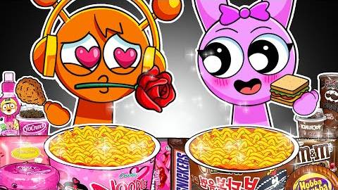 Incredibox Sprunki - Oren Vs Pinki Convenience Store Food Pink Brown _ Mukbang Animation