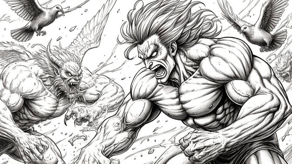 Мой Mugen - максимум слотов = 329967(33х9999) - бой Ханма Юдзиро vs всех 11