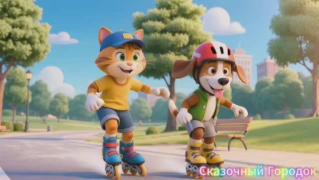 Весёлые животные на роликах 😋| Анимация для детей 👶