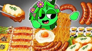 ASMR MUKBANG _ Virelia Fire Noodles, Hot dog, pork belly, sausage recipe _ Incredibox Sprunki