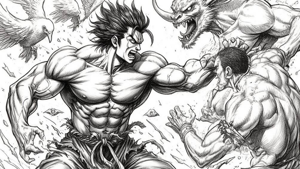 Мой Mugen - максимум слотов = 329967(33х9999) - бой Ханма Юдзиро vs всех 12