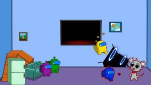 Амогус убегает от монстров из коробки Спрунки на Хэллоуин, анимация