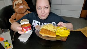 Мукбанг Кальмаровая котлета, Макароны, Кимчи