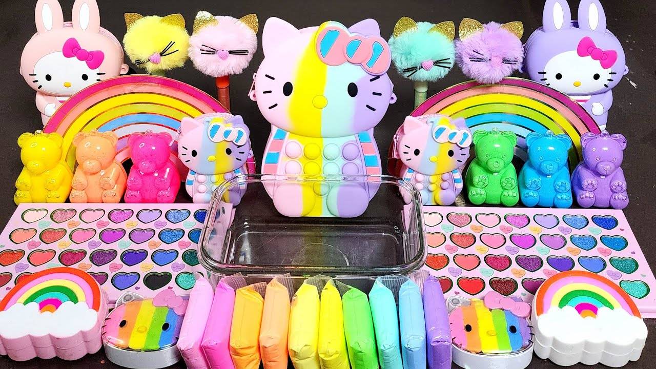 ASMR Хелоу Китти самый Яркий Слайм, макияж и блестки в Слайме смотреть онлайн