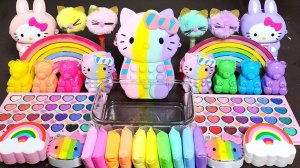 ASMR Хелоу Китти самый Яркий Слайм, макияж и блестки в Слайме