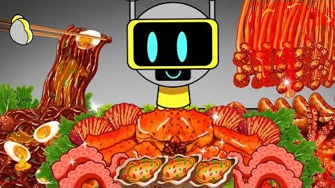 Incredibox Sprunki _ ВЕСЕЛЫЙ БОТ ест огненную лапшу и острые морепродукты _ ASMR Mukbang
