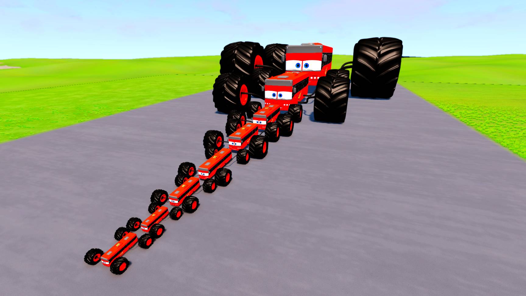 Мультики про машинки: Автобус Молния Маккуин на больших колесах : против поездов | BeamNG.drive смотреть онлайн