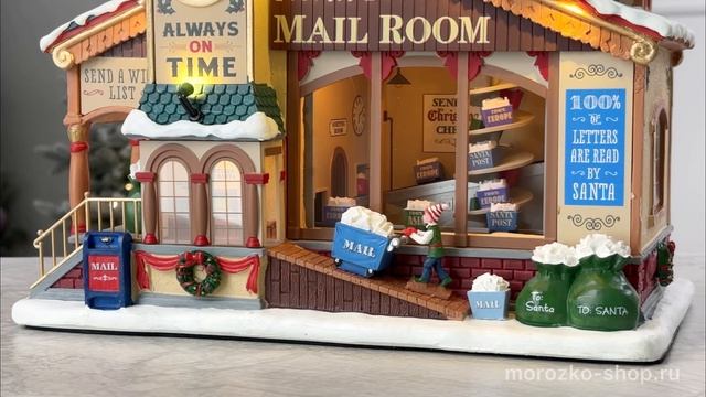 Центральное отделение почты Санта-Клауса, полистоун, подсветка, динамика, музыка, 15733-lemax