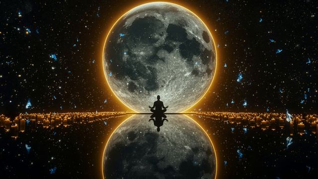 Mirror Moon Meditation 🌕 2 Hour Tranquil Ambience Infinite Star Reflection & Blue Fire Sacred смотреть онлайн