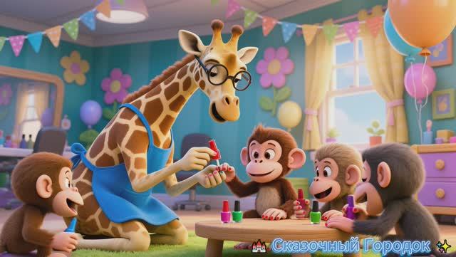 Жираф помогает животным | Анимация для детей 🦒🐵🐰