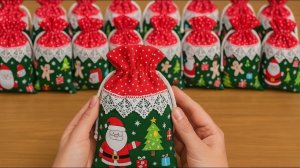 Сшить за 10 минут! Подарочные мешочки на Рождество своими руками ✨