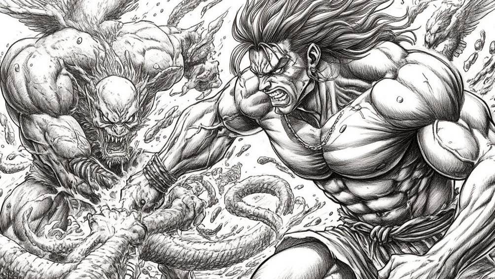 Мой Mugen - максимум слотов = 329967(33х9999) - бой Ханма Юдзиро vs всех 13