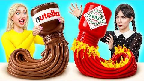 Челлендж. Шоколадная Еда Vs Настоящая Еда с Уэнсдей Аддамс | Съедобная Битва от Candy DO