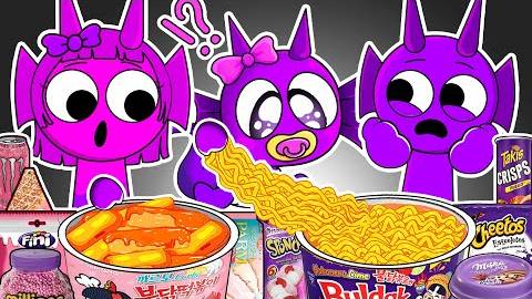 Incredibox Sprunki - Durple Family Horror Versions Convenience Store Food Mukbang Animation _ ASMR