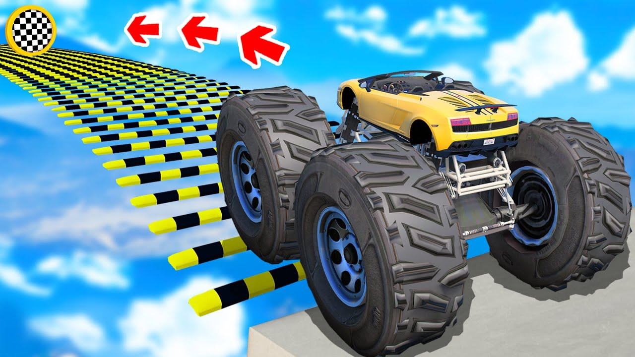 Сможет ли монстр трак проехать по лежачим полицейским в гта 5 ? - эксперимент в gta 5 смотреть онлайн