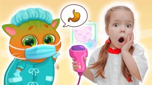 Котик Bubbu заболел и попал в больницу | Настя лечит котика Бубу