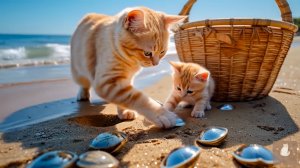 😹Мама кошечка готовит своему маленькому сыночку рагу с мидиями🔥