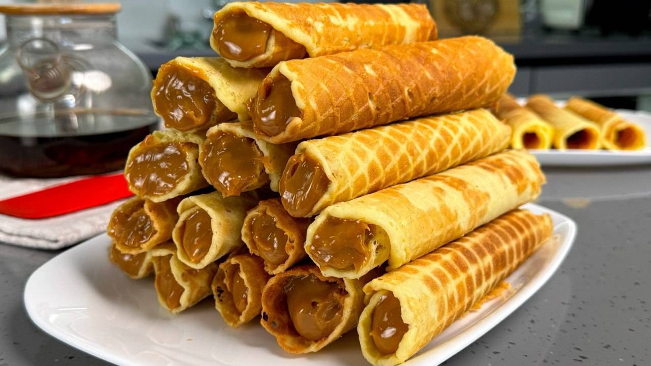 Вафельные трубочки как у МАМЫ! Рецепт детства, вафли хрустящие, вкусные, хоть с начинкой, хоть без смотреть онлайн