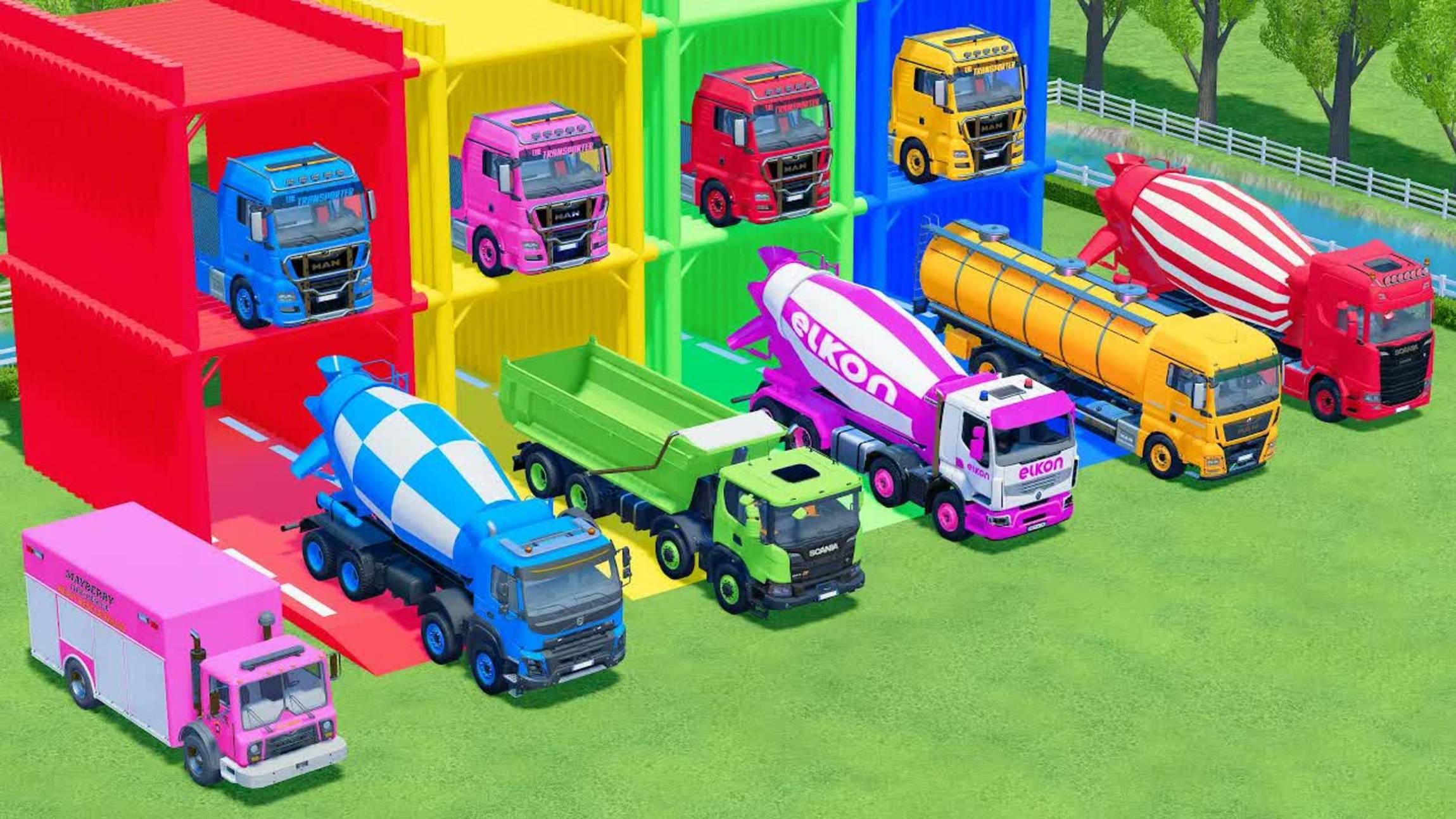 Катаемся на крутых разноцветных машинках и грузовиках из мультиков для детей №3 Катаемся на крутых разноцветных машинках и грузовиках из мультиков для детей №3