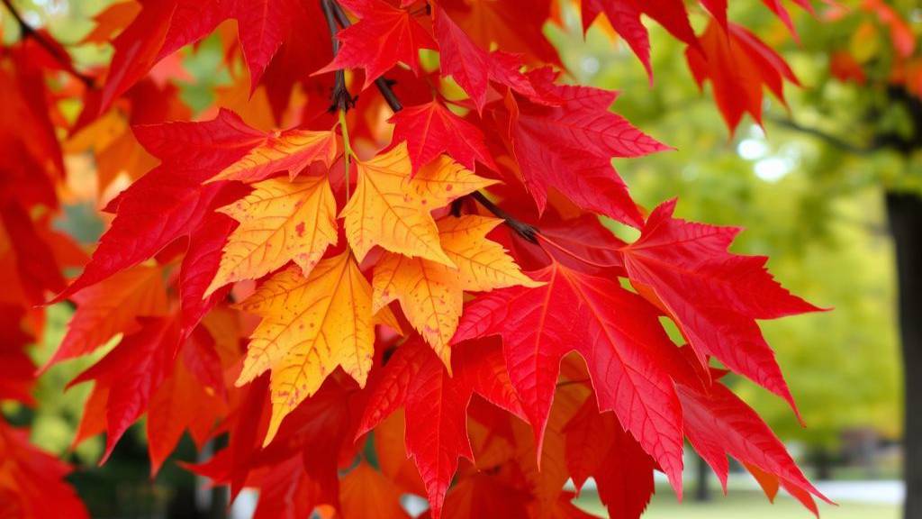 Осень - красные и желтые листья смотреть онлайн