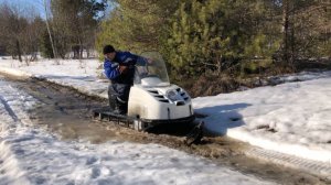 Испытания бурана с двс от Ваз 2109 в плюс 9 градусов по мокрому снегу.