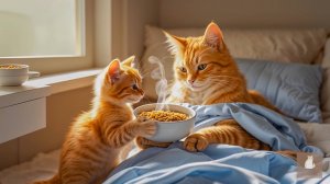 😹Котёночек готовит вкусную еду маме и лечит её🔥