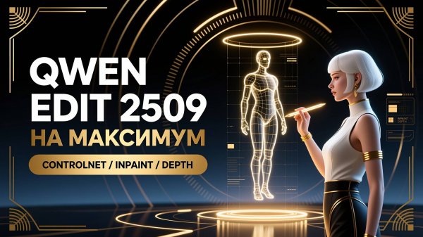 Qwen Edit 2509 в ComfyUI — ControlNet, позы, глубина, Inpaint, автоматический промптинг с Florence2