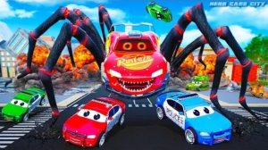 Пожиратель автомобилей Молния Маккуин против полицейских машин | Захватывающая миссия по спасению го