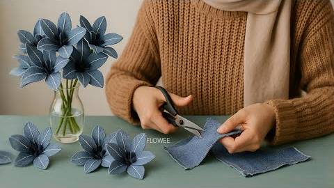 Красивая джинсовая лилия 🌼 ｜ Простой цветок своими руками из старых джинсов смотреть онлайн