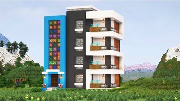 Многоэтажка в майнкрафте.
