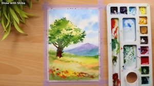 Весенний пейзаж акварелью. Пошаговый урок для начинающих