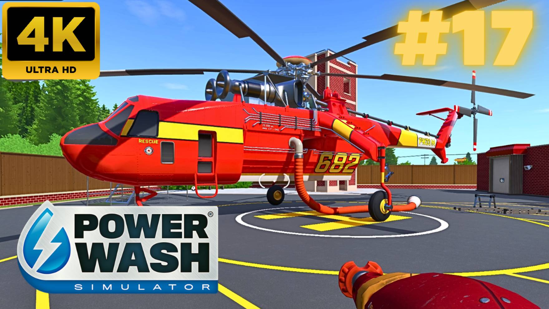 PowerWash Simulator: Отмыть пожарный вертолет #17 (4K)