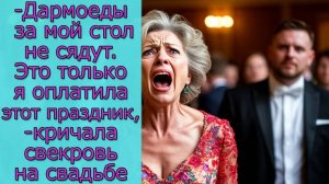 - Дармоеды за мой стол не сядут. Это только я оплатила этот праздник,- кричала свекровь на свадьбе