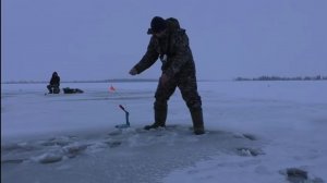 Ловим щук на жерлицы рядом с промоиной!! Да еще и провалились под лед!!!