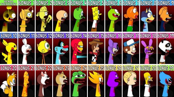 INCREDIBOX SPRUNKI: ВСЕ OC 👥 И БОНУСНЫЕ ПЕРСОНАЖИ — ЛЕЧЕНИЕ WENDA! ⚕️💫🔮