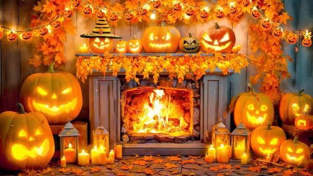 Cozy Spooky Autumn Halloween Fireplace Best Relaxing Halloween Music 2025 Halloween Ambience