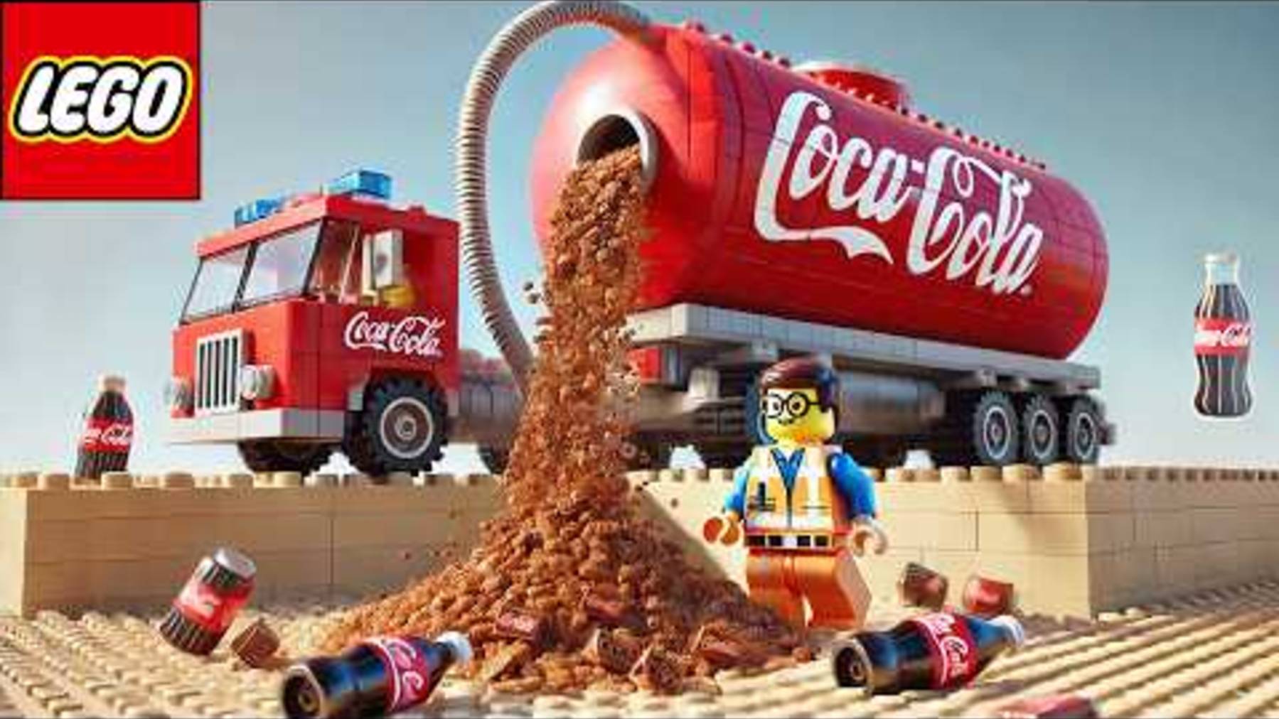 Бензовоз LEGO Взорвался после того, Как Кока-Кола попала в Песок Mentos! смотреть онлайн