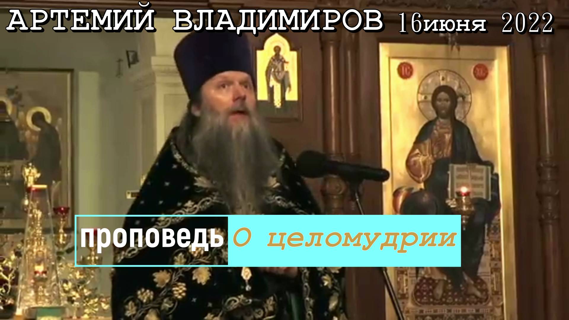 О целомудрии. Проповедь протоиерея Артемия Владимирова.16 июня 2022 год.