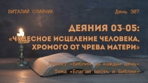 День 307. Деяния 03-05: Чудесное исцеление человека, хромого от чрева матери | Библия на каждый день