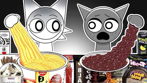 Венда против Серого в круглосуточном магазине, Белый и черный МУКБАНГ _ Анимация sprunki