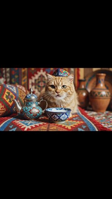 Самый милый Чайханщик 🇺🇿 (он очень важный босс) | Cute Cat Boss #shorts #uzbekistan #funnycat