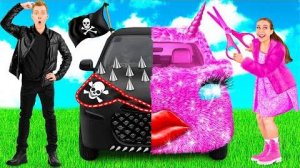 Розовая машина vs Черная машина Челлендж | Война Пранков от TeamTeen Challenge