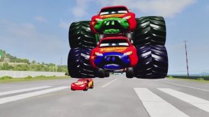 ЭПИЧЕСКИЙ ПОБЕГ ИЗ ДВОЙНОГО ГРУЗОВИКА-МОНСТРА МОЛНИЯ ПРОТИВ МАШИНЫ В BEAMNG